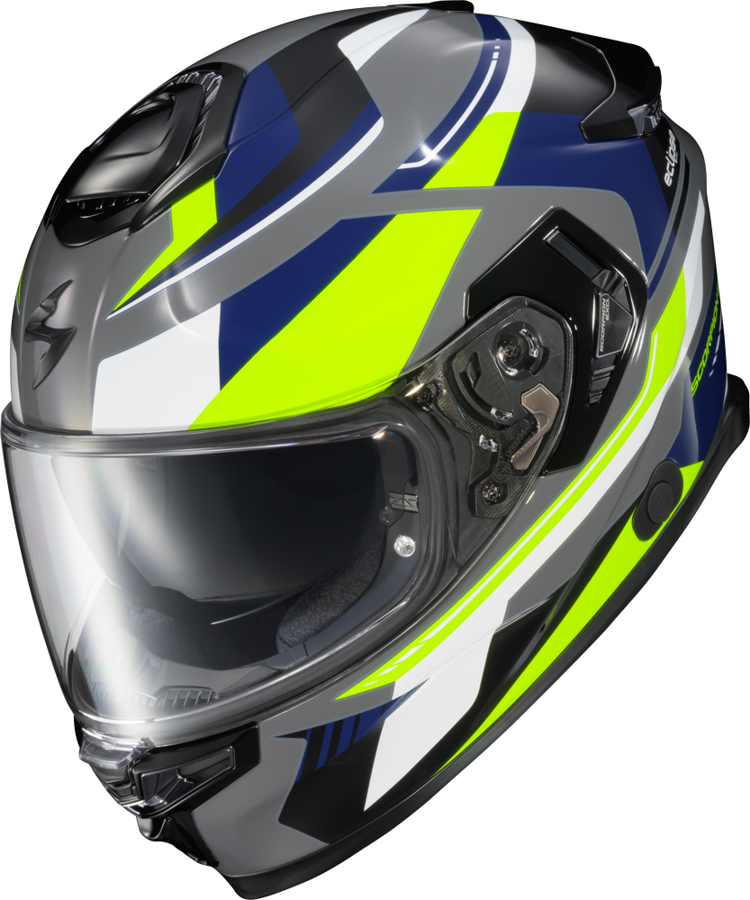 mt helmets vs scorpion EXO Eclipse Full Face Helmet Lunar Grey/Hi Vis/Blue 2x mens-socks Small Dark Brown Leather down sun visor Size:10'7