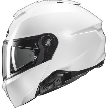 HJC i91 Modular Bluetooth Helmet Gloss White 50b installed