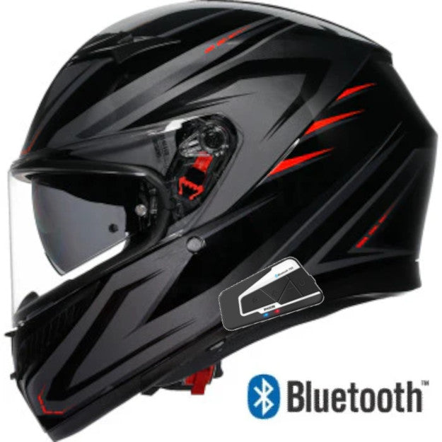 AGV K3 Full Face Bluetooth Helmet Syth Black/Red – HelmetCountry.com