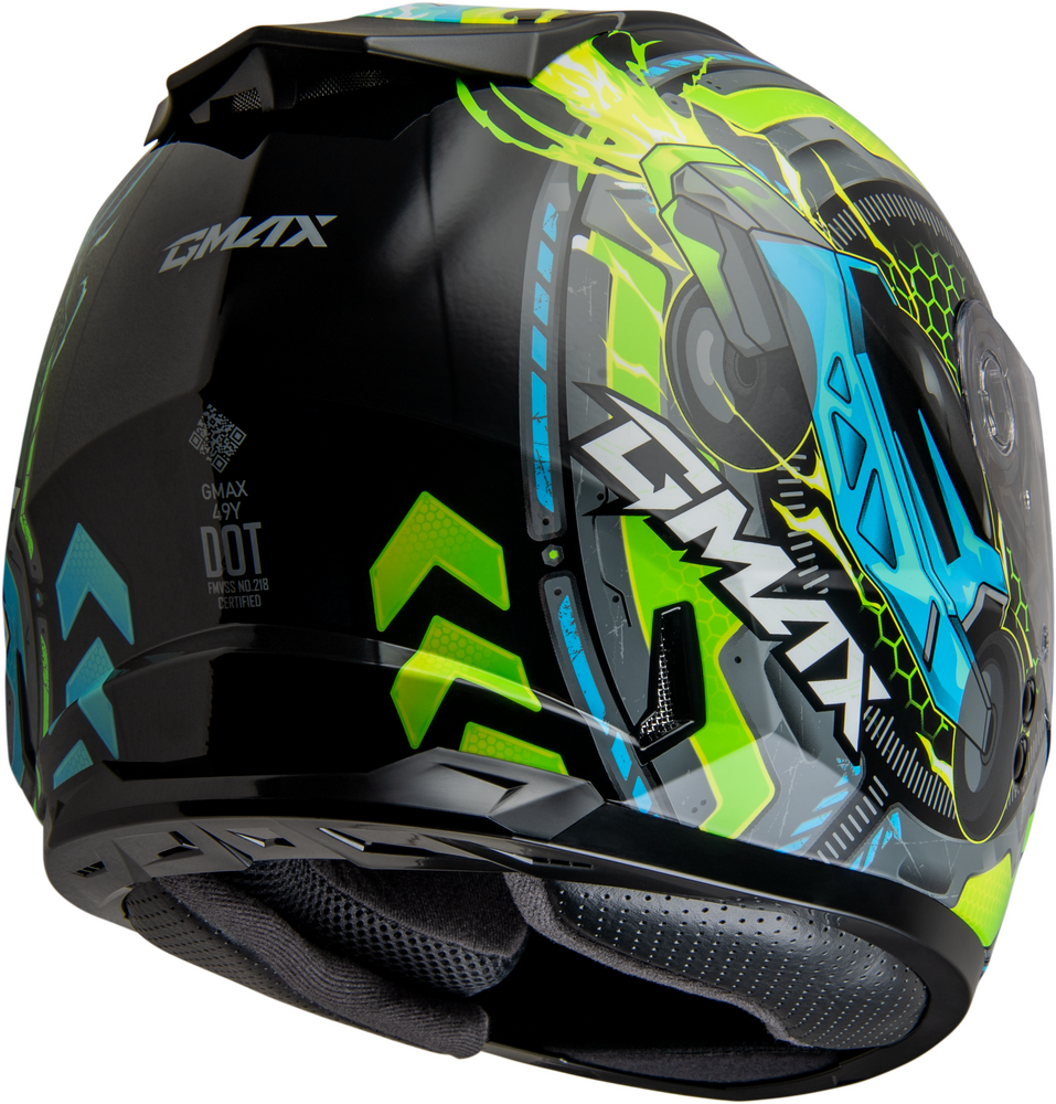 Gmax GM-49Y Youth Snow Helmet Charge Graphic Blue/Green Youth Large