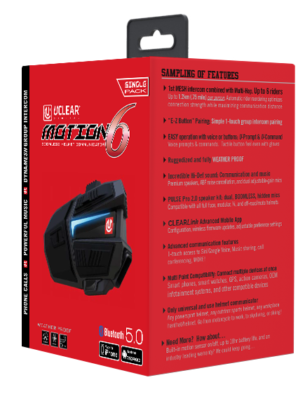 Uclear Motion 6 Bluetooth Communicator Single