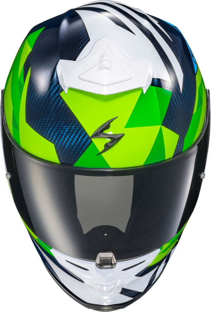Scorpion EXO EXO-R1 Air Full Face Helmet Carbon Rastor White/Green/Blue