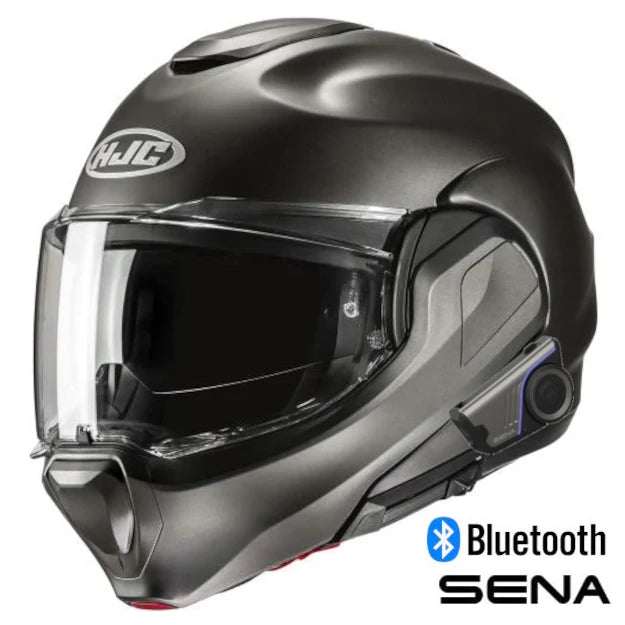 HJC F100 Modular Sena 60S Bluetooth Helmet Nardo Grey