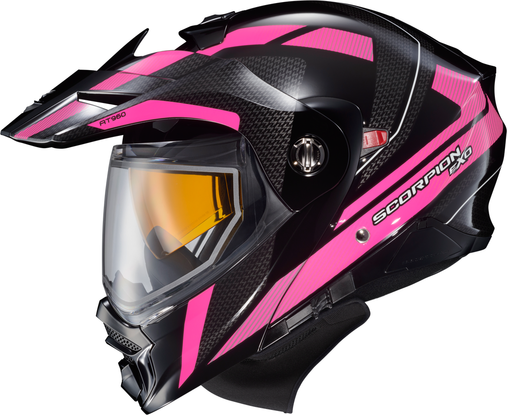 Scorpion EXO-AT960 Dual Sport Snow Helmet Hicks Pink Dual Lens