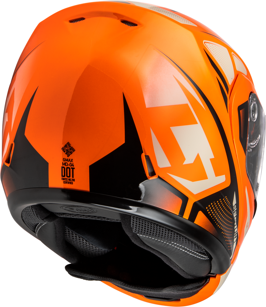 Gmax MD-04 Modular Snow Helmet Sector Gloss Orange Black Electric Shield