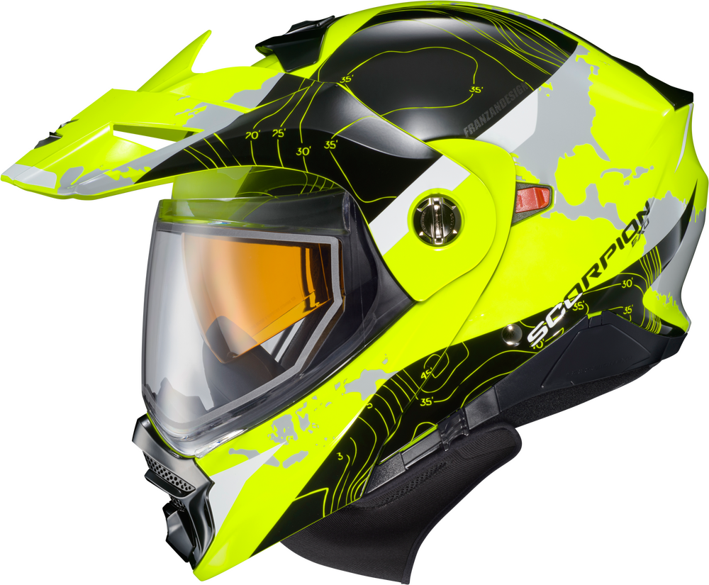 Scorpion EXO-AT960 Dual Sport Snow Helmet Topographc Hi Vis Dual Lens
