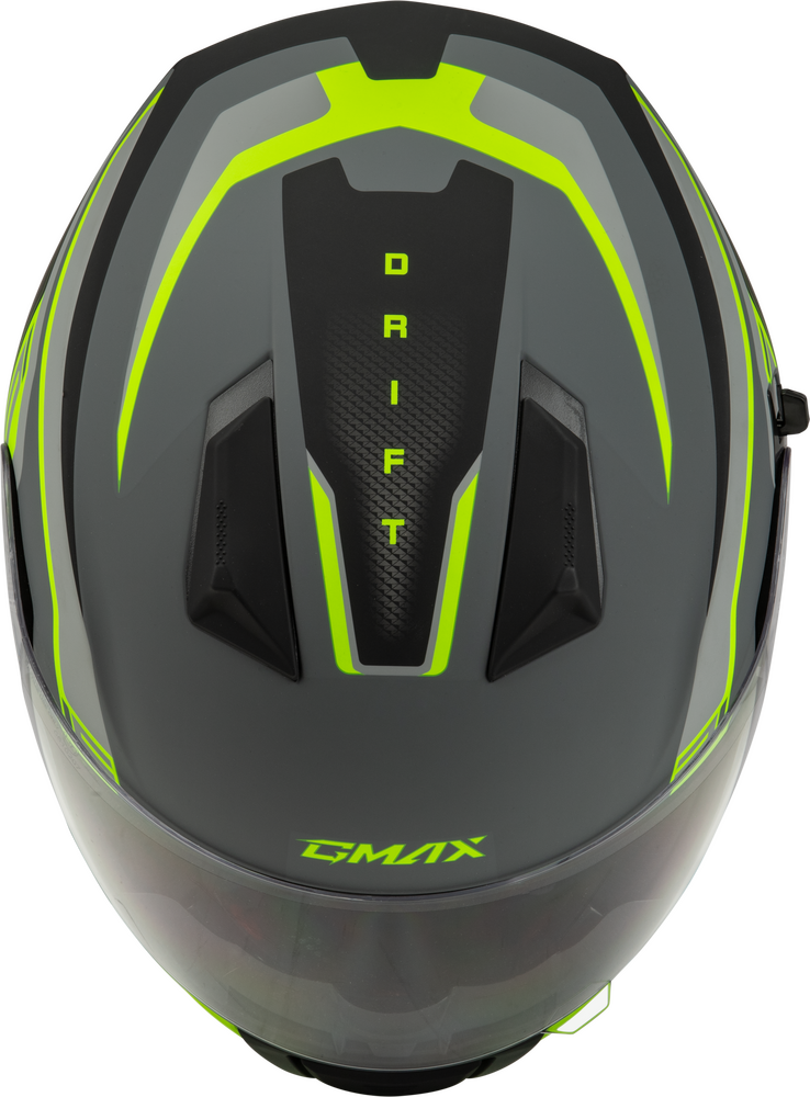 Gmax FF-18 Full Face Helmet Drift Graphic Grey/Hi-Vis