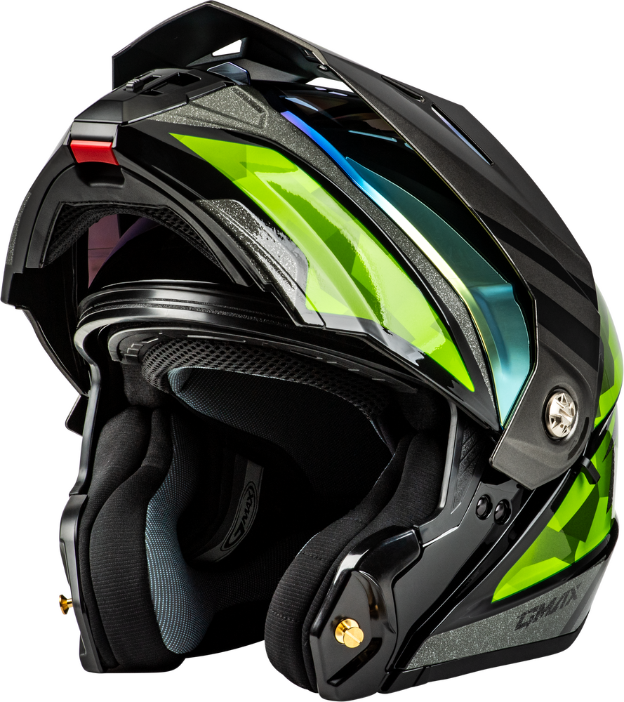 Gmax MD-74 Striker Modular Helmet Black/Silver/Green