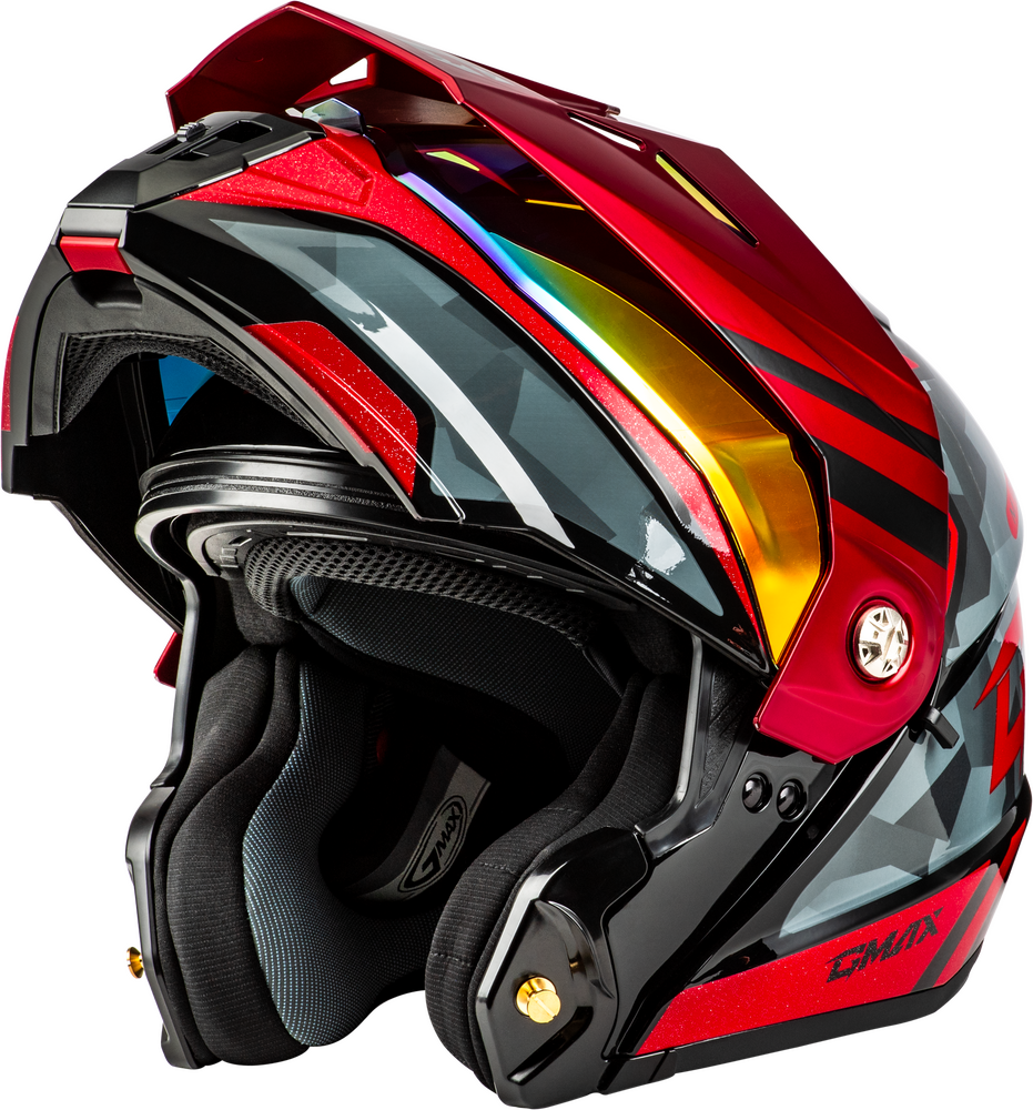 Gmax MD-74 Striker Modular Snow Helmet Black/Grey/Red  Electric Shield