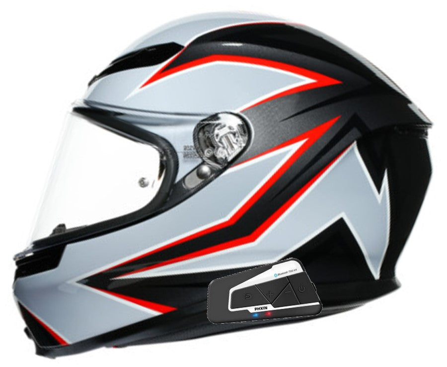 AGV K6 Full Face Bluetooth Helmet Flash Black/Gray/Red Size XL