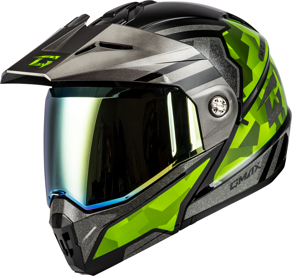 Gmax MD-74 Striker Modular Helmet Black/Silver/Green