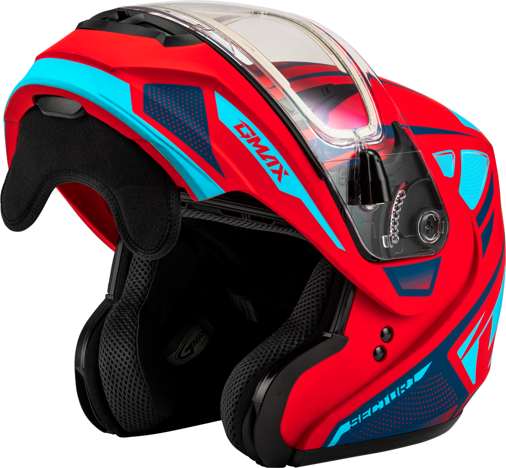 Gmax MD-04 Snow Helmet Sector Matte Red Blue Electric Shield – HelmetCountry.com