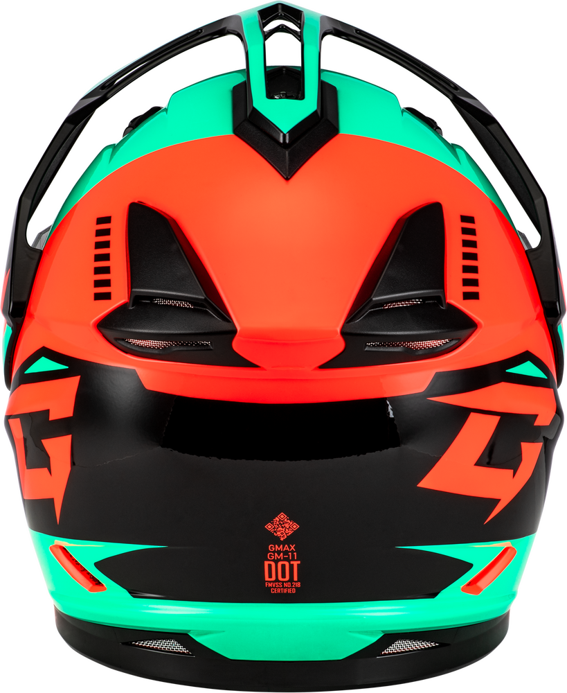 gm motorcycle helmets GM-11S Ronin Snow Helmet Black/Aqua/Coral 2x