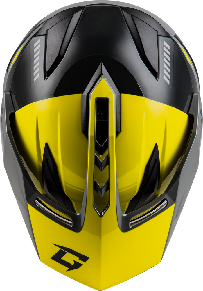 Gmax GM-11S Ronin Snow Helmet Yellow Grey Electric Shield