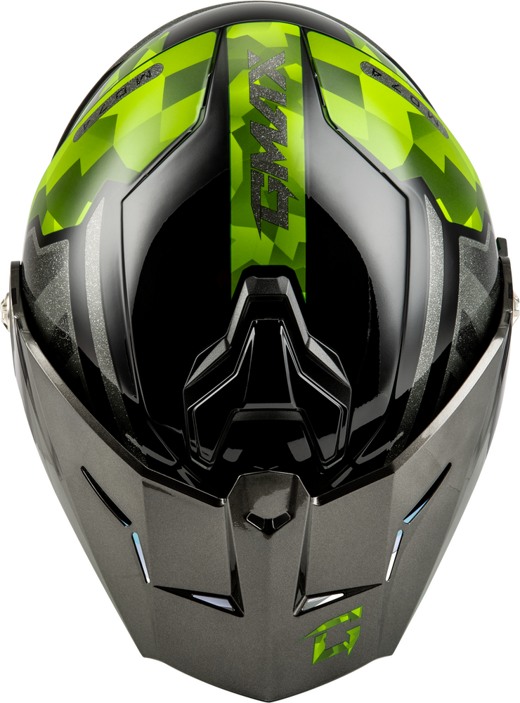 Gmax MD-74 Striker Modular Helmet Black/Silver/Green