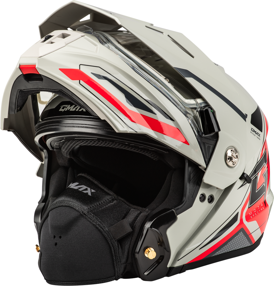 Gmax MD-74S Spectre Snow Helmet White Red Electric Shield