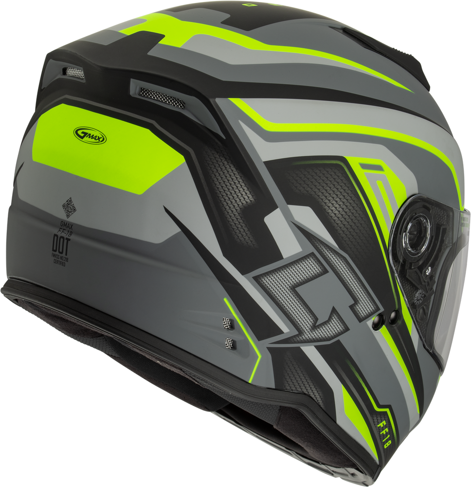 Gmax FF-18 Full Face Helmet Drift Graphic Grey/Hi-Vis