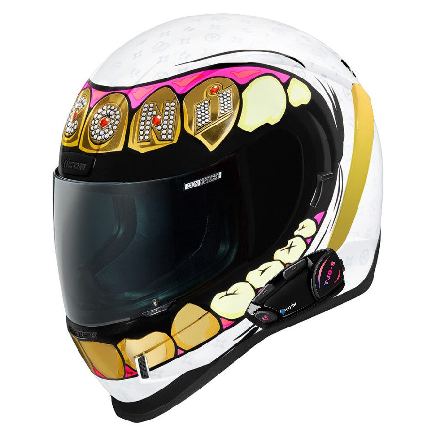 Icon Airform Grillz Graphic White Full Face Bluetooth Helmet
