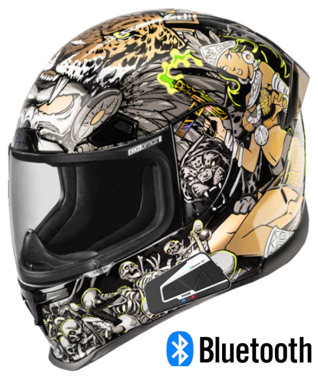 Icon Airframe Pro Full Face Bluetooth Helmet Aztec Nine Gold