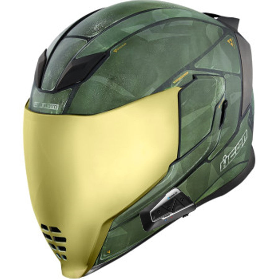 Icon Airflite Bluetooth Helmet Battlescar 2 Green