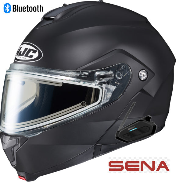 HJC C91 Bluetooth Snow Helmet Flat Black Electric Shield Sena Spider