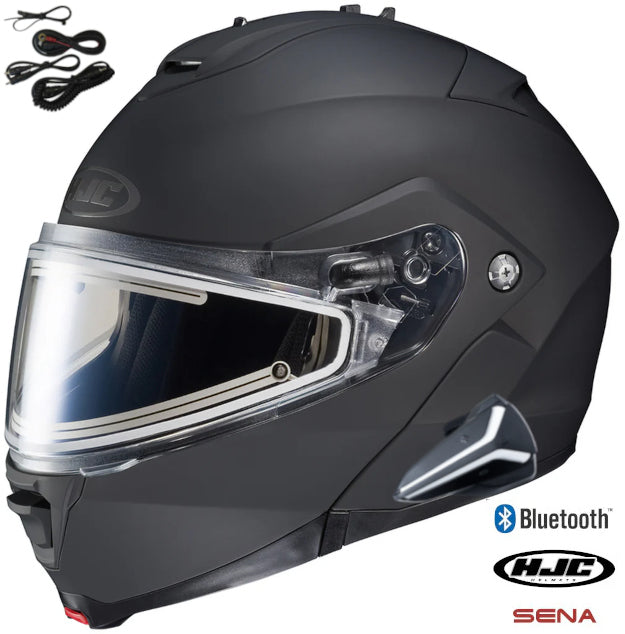 HJC C91 Sena Smart 20B Bluetooth Snow Helmet Flat Black Electric Shield