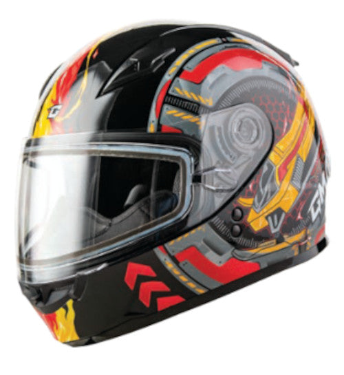 Gmax GM-49Y Youth Full Face Snow Helmet Charge Graphic Black/Red/Yellow