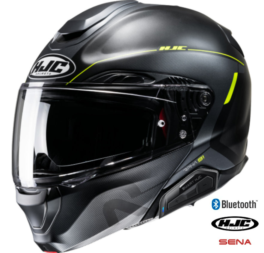 HJC RPHA 91 Bluetooth Helmet Combust MC3HSF 11b Installed