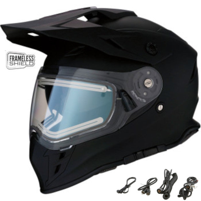 Dual Sport Snow Helmet Flat Black Electric Shield