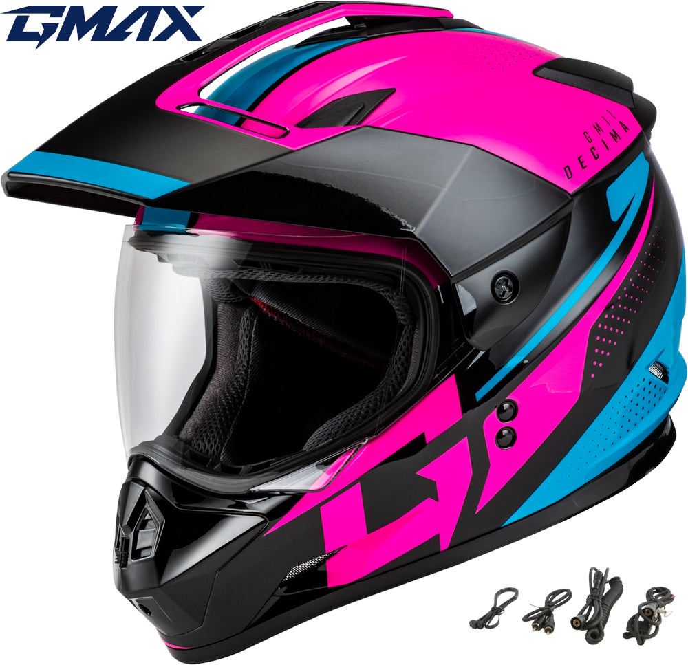 Gmax GM11 Snow Helmet Decima Graphic Black/Pink/Blue Electric Shield