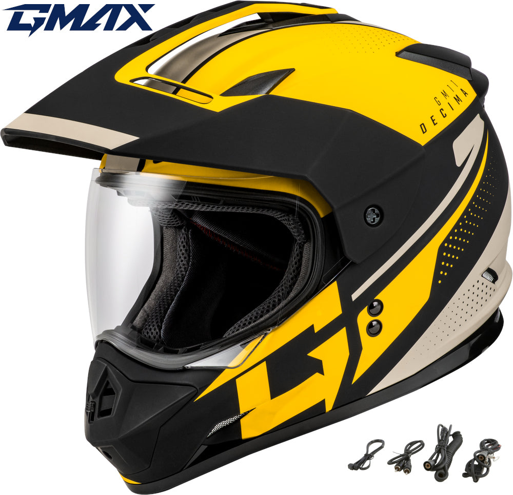 Gmax GM-11 Snow Helmet Decima Graphic Matte Yellow Electric Shield