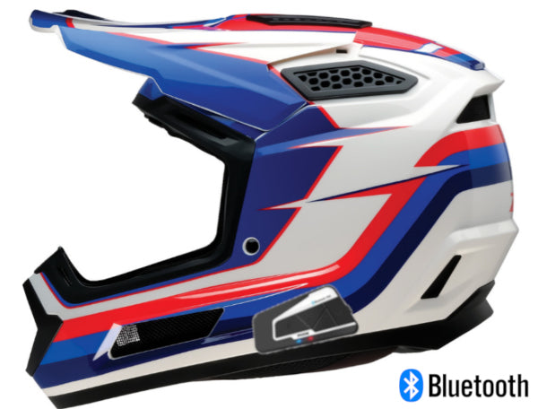 Z1R Dirt Maxx Vortex Bluetooth Off Road Helmet Red/White/Blue