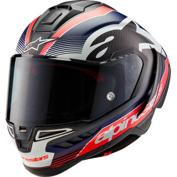 Alpinestars Supertech R10 Full Face Helmet Matte Black/Carbon Red Fluo/Blue