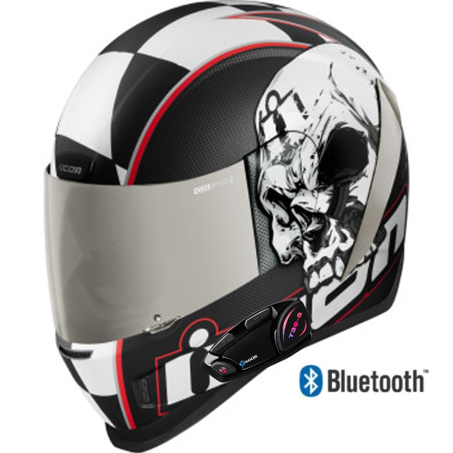 bluetooth icon varient helmets Icon Airform Full Face Bluetooth Helmet Death or Glory Black
