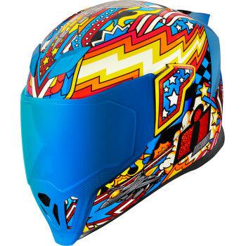 icon airflite peacekeeper helmet Icon Airflite Flyboy Motorcycle Helmet - Red Yellow Blue / 61-62cm