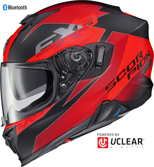 Scorpion EXO-T-520 Full Face Bluetooth Helmet Factor Red Size Medium EXO-COM