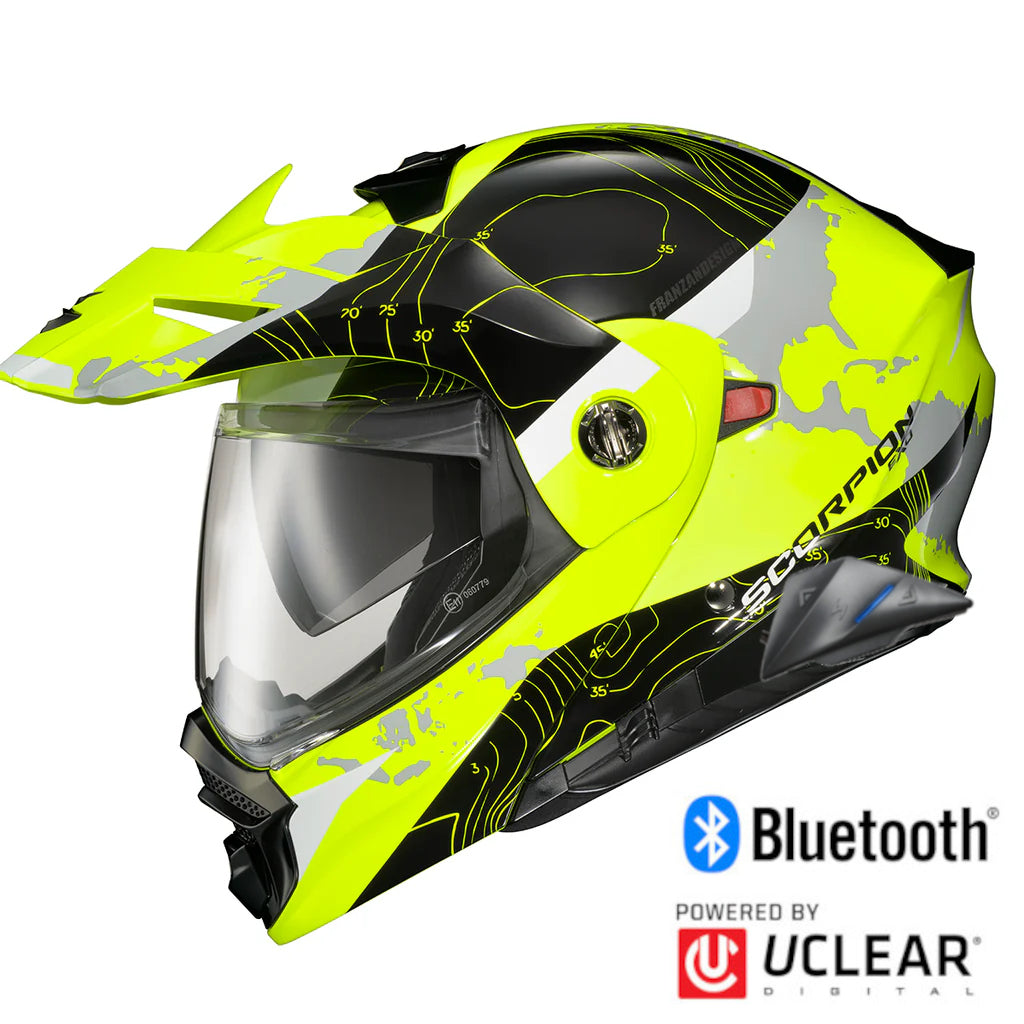 Scorpion EXO-AT960 Bluetooth Helmet Topographic Hi Vis EXO-Com Kit