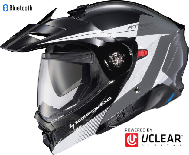 Scorpion EXO-AT960 Bluetooth Helmet Topographic 2 Black/White/Grey EXO-Com