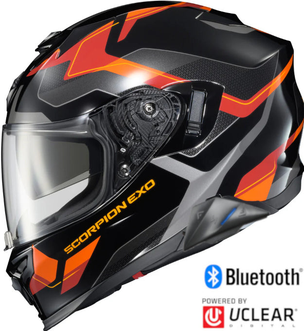Scorpion EXO-T-520 Full Face Bluetooth Helmet Zuse Orange EXO-Com