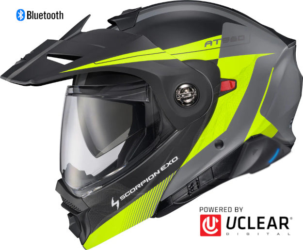 Scorpion EXO-AT960 Bluetooth Helmet Topographic 2 HI-Vis/Grey EXO-COM