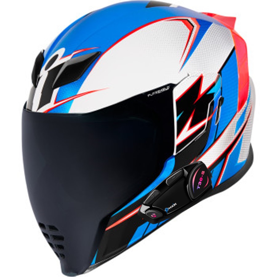 Icon Airflite Bluetooth Helmet Ultrabolt Black Blue White Red