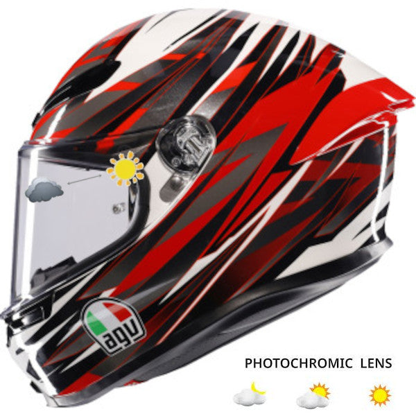 AGV K6 S Full Face Helmet Reeval White/Red/Gray  Photochromic Lens Included