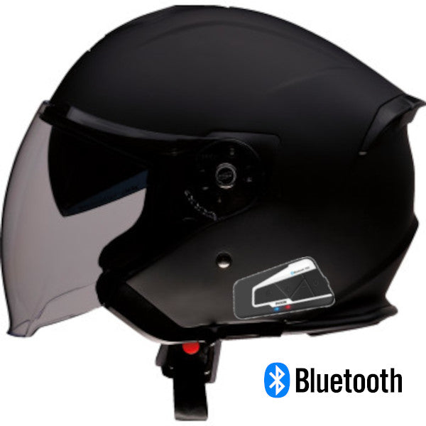 bluetooth open face motorcycle helmet Z1R Road Maxx Helmet - Flat Black
