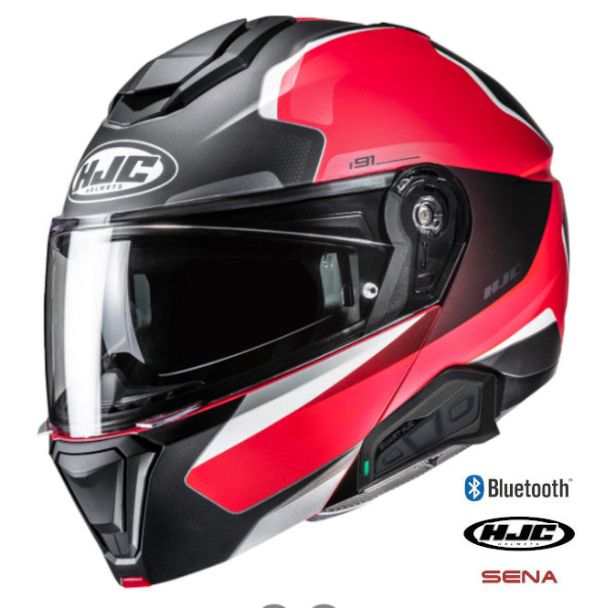 HJC i91 Modular Bluetooth Helmet Felio MC-1SF 11b Installed
