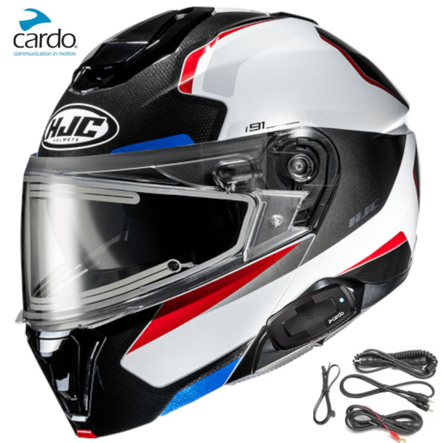 HJC i91 Bluetooth Snow Helmet Felio MC-21 Electric Shield Cardo