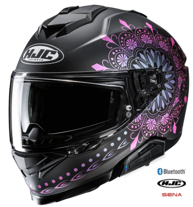 HJC i71 Full Face Bluetooth Helmet Niel MC28SF 11b Installed