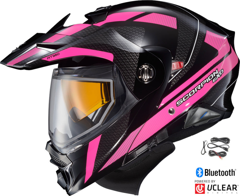 Scorpion EXO-AT960 Bluetooth Snow Helmet Hicks Pink Electric Shield