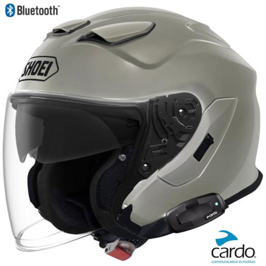 Shoei J-Cruise 3 Bluetooth Helmet Chalk Grey Cardo Packtalk S