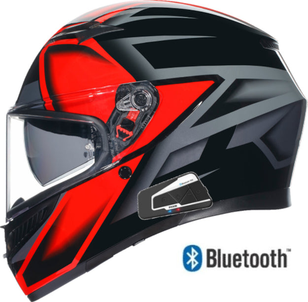 AGV K3 Full Face Bluetooth Helmet Compound Black/Gray/Red