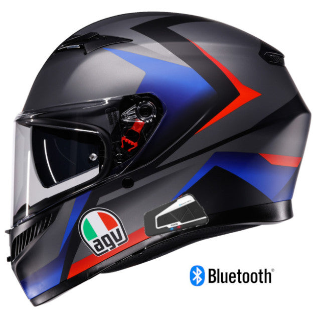 AGV K3 Full Face Bluetooth Helmet Striga Matte Black/Blue/Red